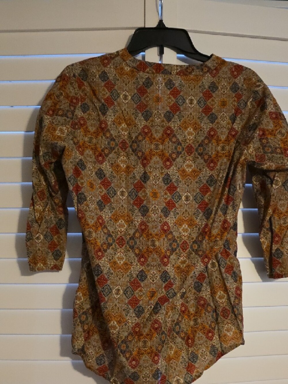 Patterned Boho Button-Front Tunic Top - Multi Color - Picture 5 of 5
